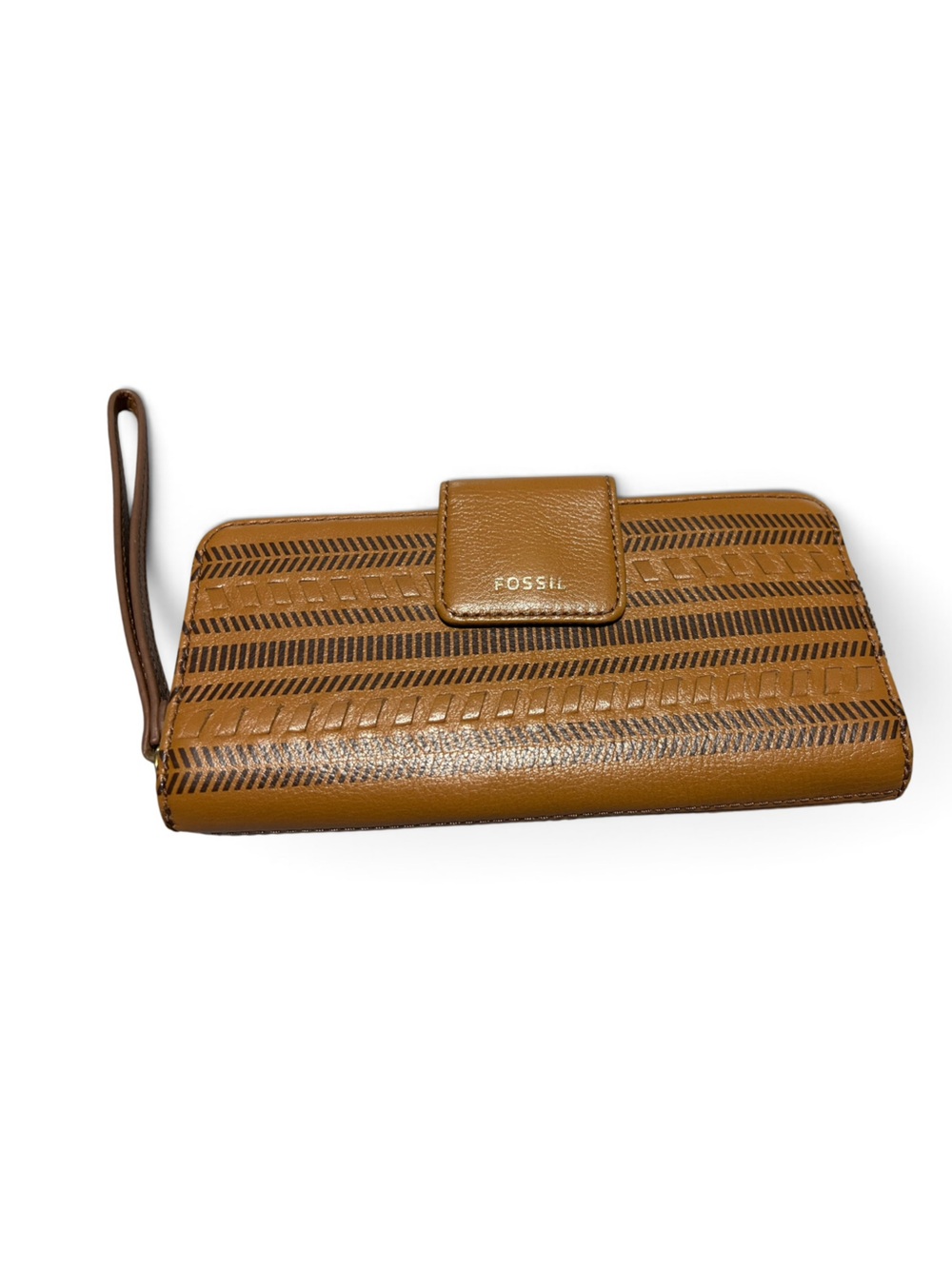 Fossil Tan Leather Continental Wallet Aztec Western Details